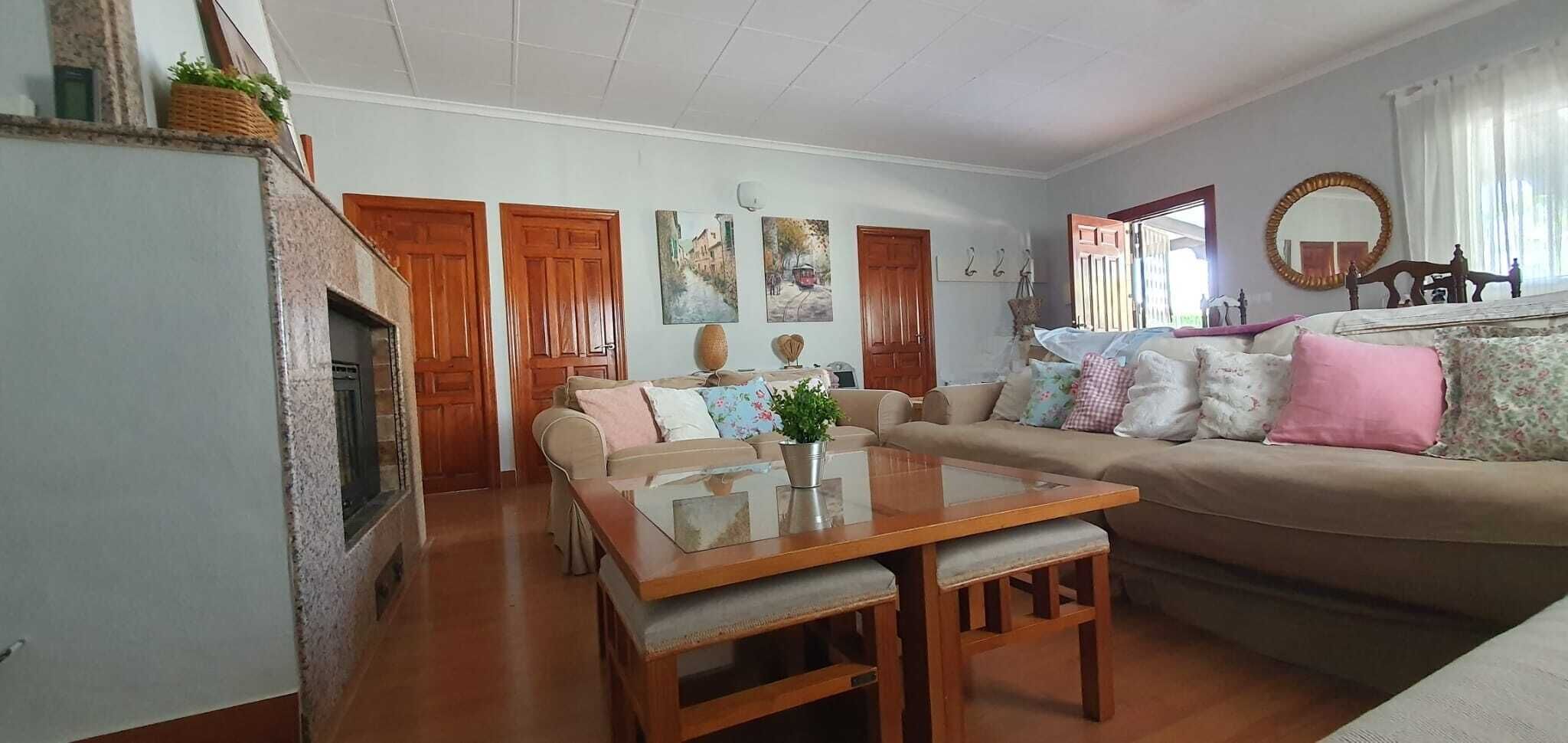 Smart TV, chimenea, reproductor de DVD y libros 