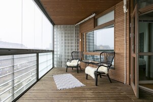 豪華公寓, 1 張標準雙人床及 1 張梳化床, 非吸煙房, 城市景 | 露台/庭院