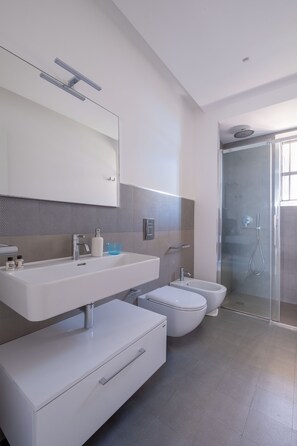 Ducha, secador de pelo, bidet, toallas