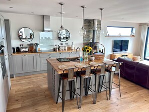 Fridge, microwave, oven, stovetop - Family Home | Walk to Beach | Sea Views | Beach & Surf | (Widemouth Bay)
