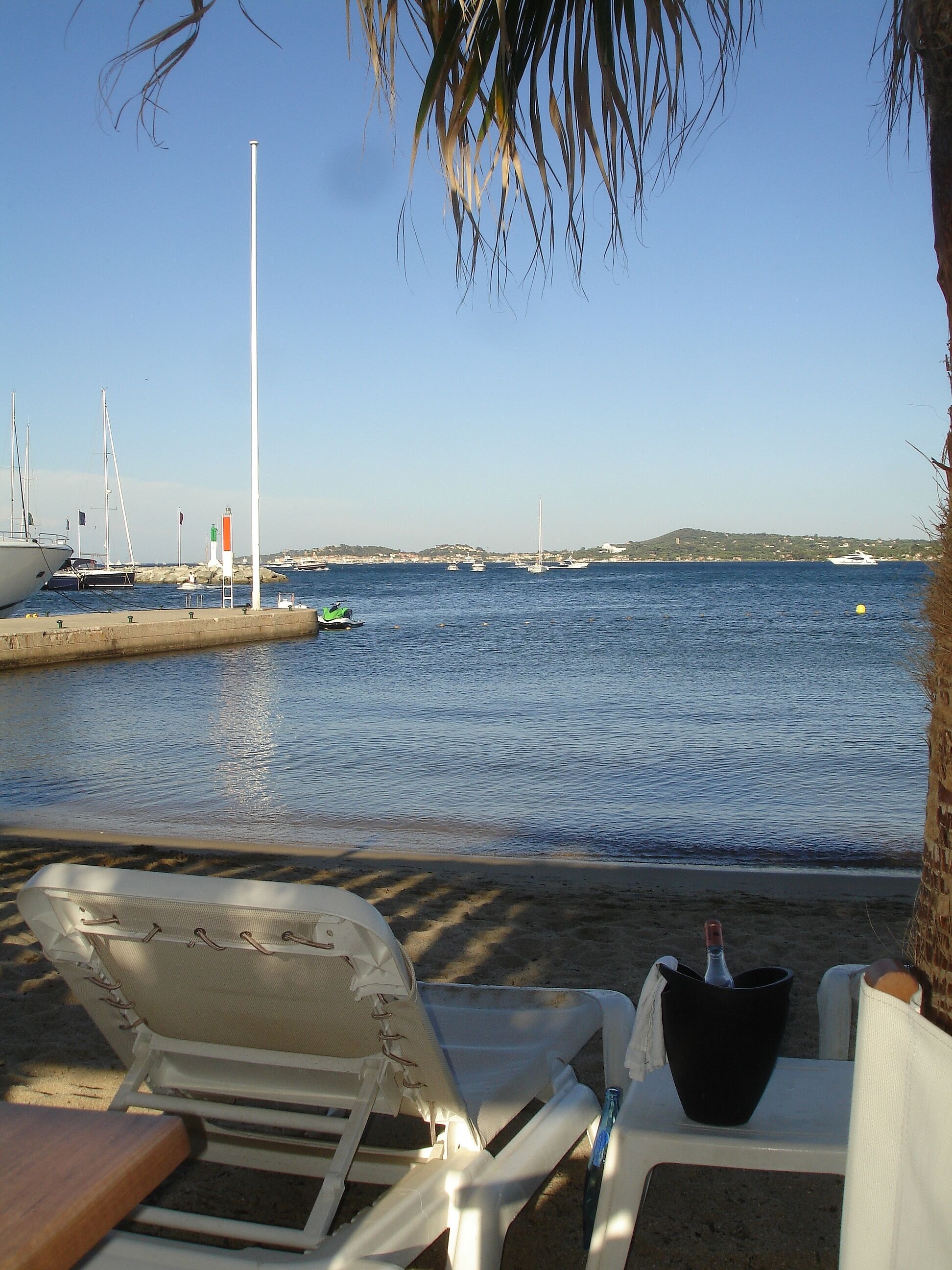 View fm Le Petit Plage, private beach for residents. Free canal tour from PG.