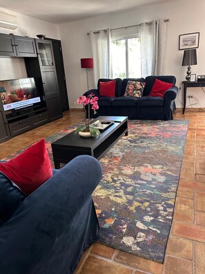 Smart TV, fireplace, DVD player, table tennis