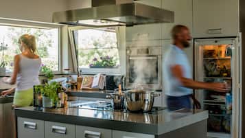 Kühlschrank, Mikrowelle, Ofen, Herdplatte