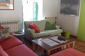 Televisio, takka, kirjoja