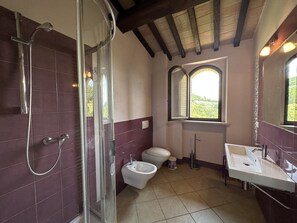 Dusche, Haartrockner, Bidet, Handtücher