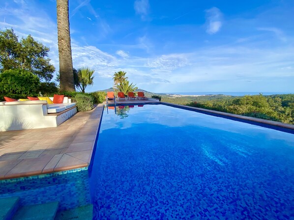 Outdoor pool, pool loungers
