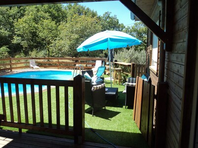 Timber frame house with garden