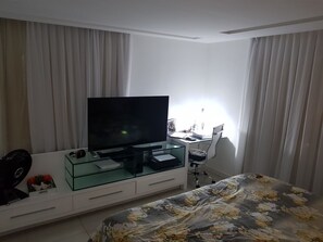 Blackout curtains, iron/ironing board, free WiFi, bed sheets