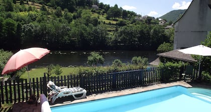 Charming Gite overlooking the river Truyere and the 14th Century bridge.