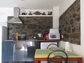 Fridge, microwave, oven, toaster