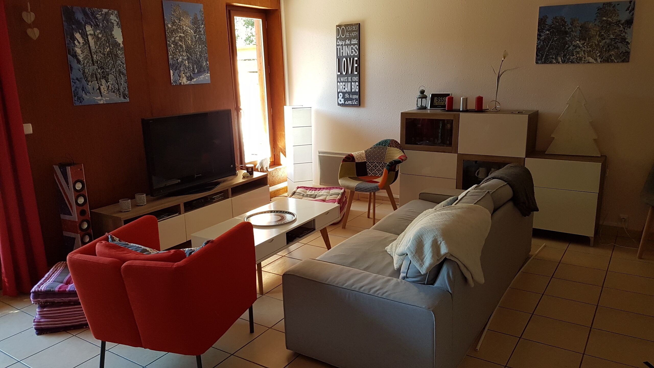 Télévision, lecteur de DVD, livres, vidéothèque