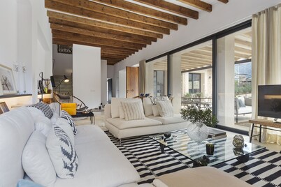 Exclusive designer stone villa with views over the mountains