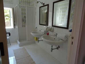 Regadera, secadora de cabello, bidet, toallas 