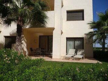 View of large patio from the pool