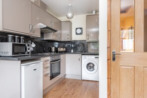 Fridge, microwave, oven, toaster