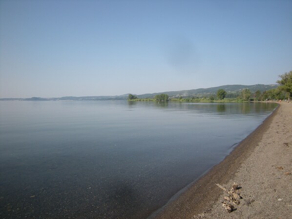 Plage à proximité, chaise longue, serviettes de plage