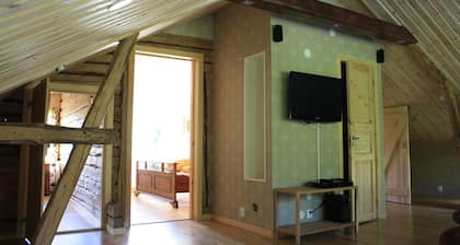 Scenic lake location with fishing, boat available for rent.