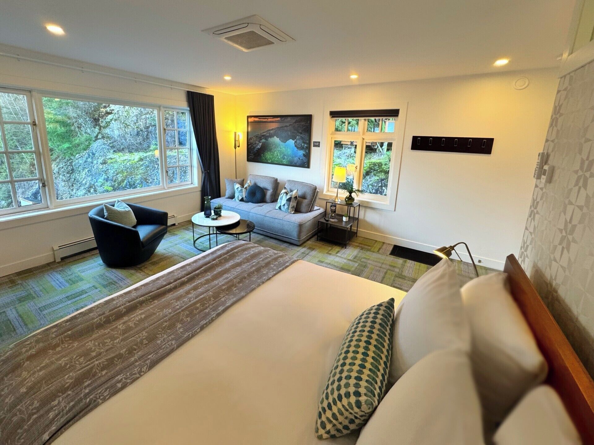 deluxe room, 1 king bed with sofa bed, non smoking, ocean view (cypress suite) | living area | smart tv, netflix, pay films