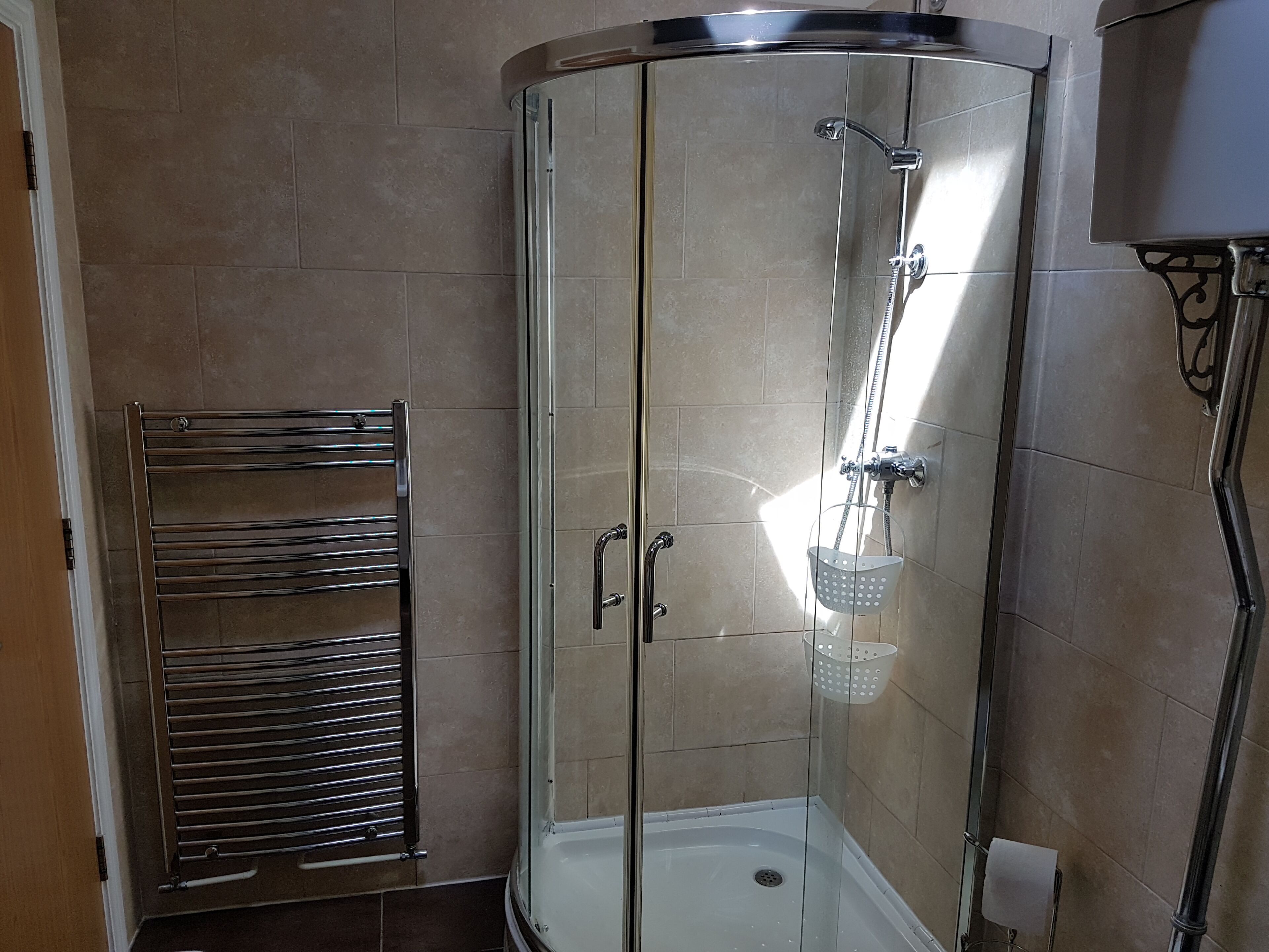 Walk in shower in main bathroom