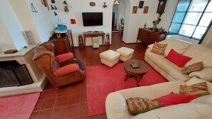 Televisión, chimenea, tenis de mesa y libros 