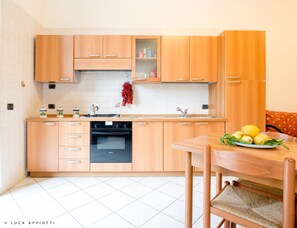 Fridge, oven, stovetop, electric kettle