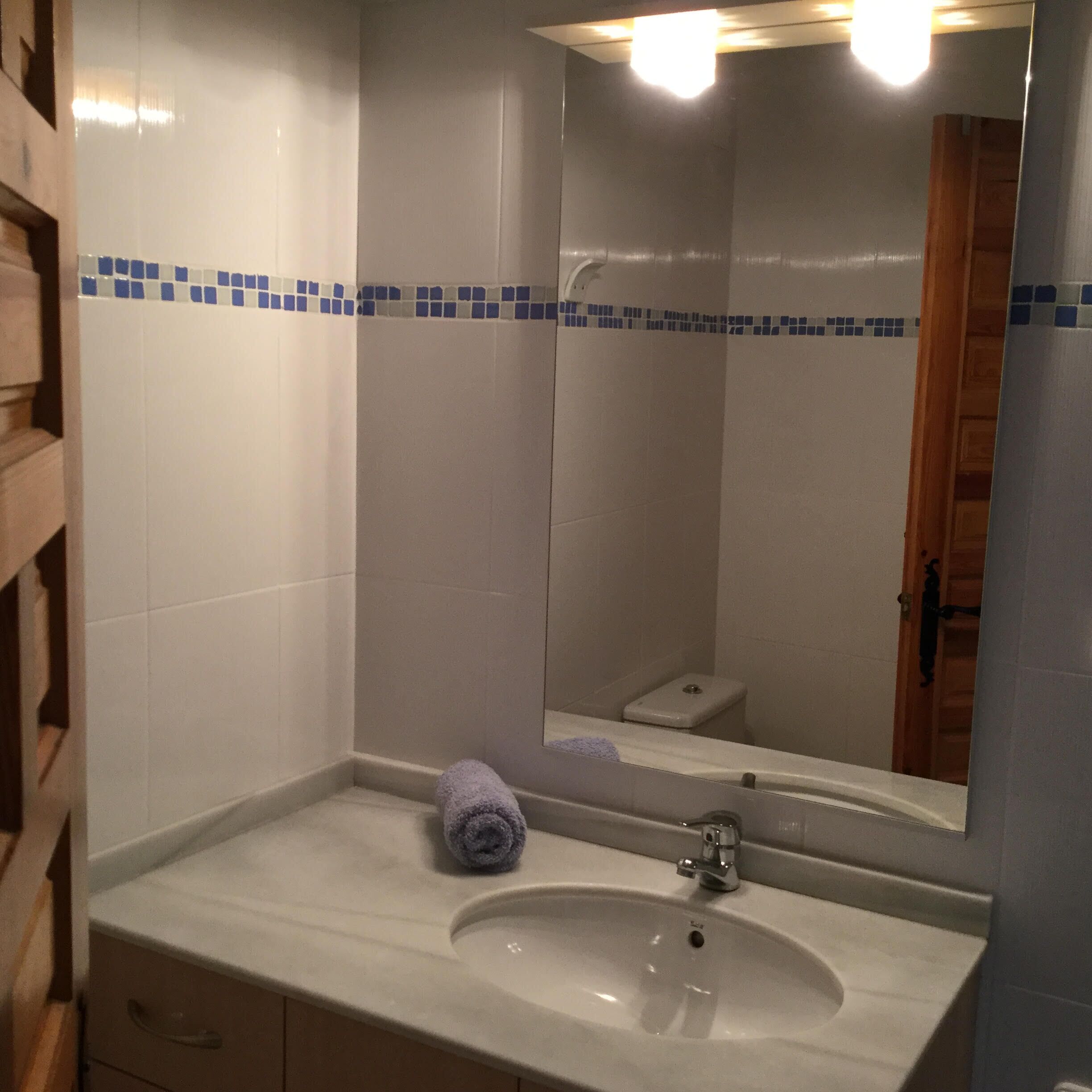 Bathroom with rainfall shower - our young boys love it!