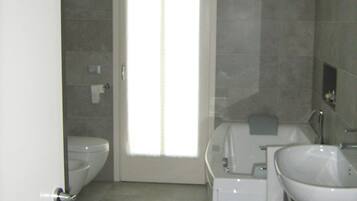 Bathtub, jetted tub, hair dryer, bidet