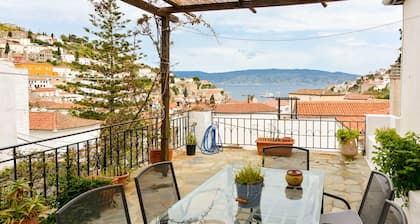 Hydra Stadt Panoramablick auf das Meer