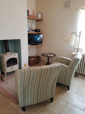 Smart TV, DVD player, books, music library