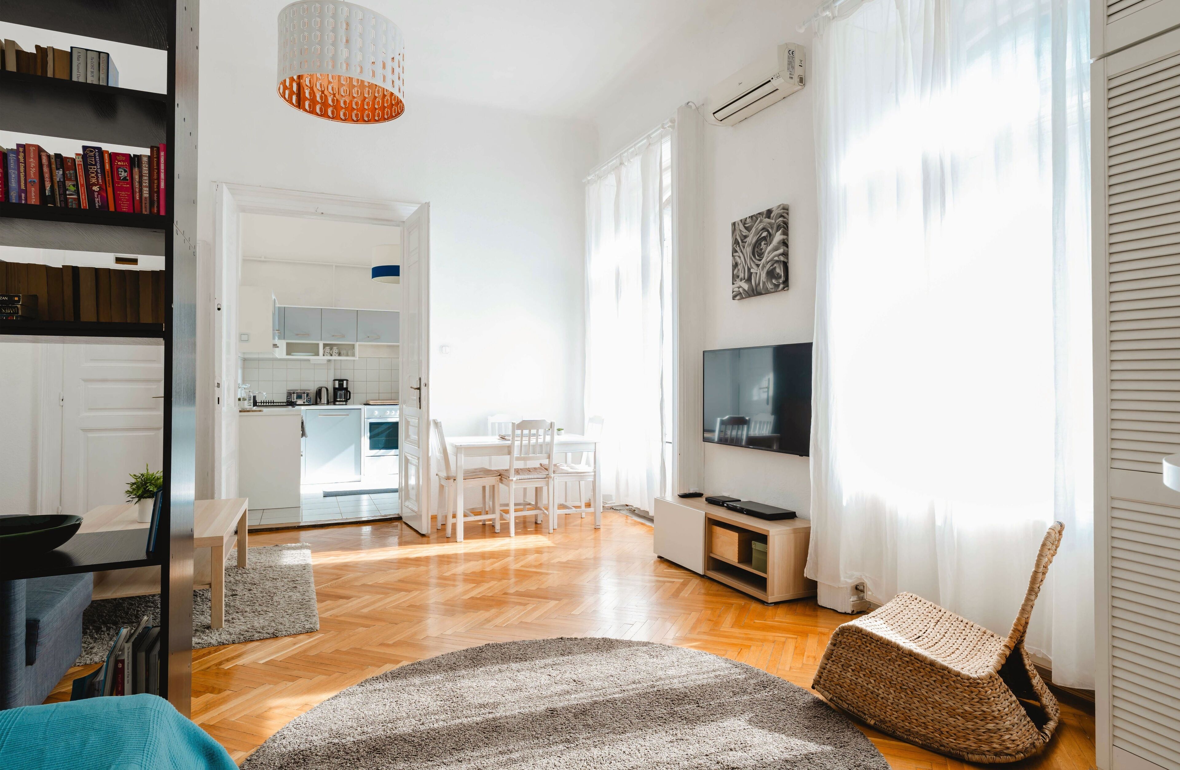 Smart-TV, DVD-Player, Bücher, Musikbibliothek