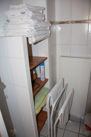 Dusche, Haartrockner, Handtücher