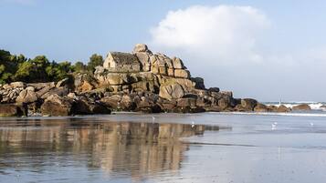 Beach nearby, sun loungers