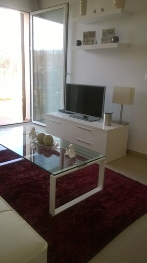 Smart-tv, een dvd-speler, boeken en een filmbibliotheek