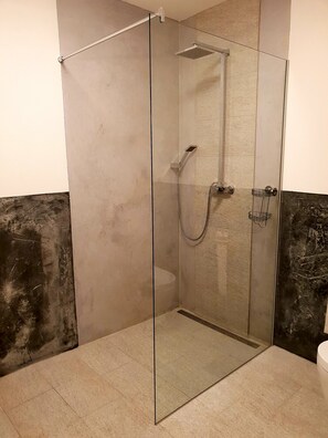 Douche, séchoir à cheveux, papier de toilette