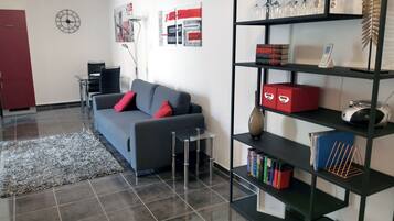 Smart TV, DVD player, books