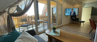 Modern apartment with a panoramic view and large balcony