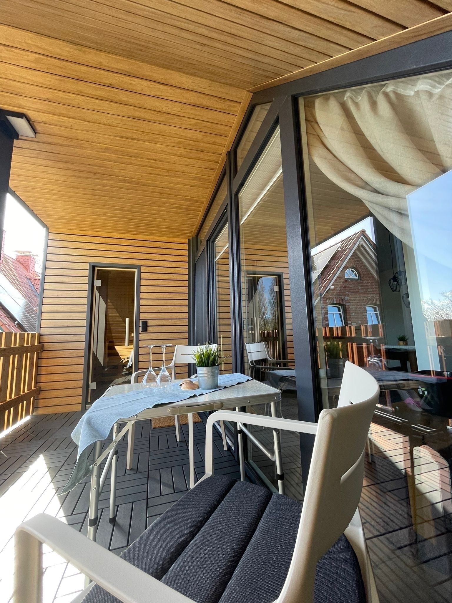 Balkon mit Sauna