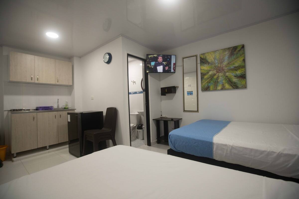 Apartaestudio | Dapur peribadi | Peti sejuk, ketuhar gelombang mikro (atas permintaan), dapur