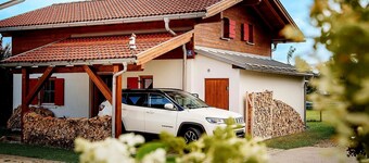 Modernes Ferienhaus in schöner Randlage am Lechsee bei Füssen, Kamin, Galerie