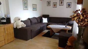 TV, books, stereo, offices