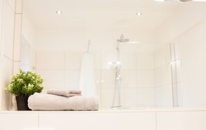 Dusche, Haartrockner, Handtücher