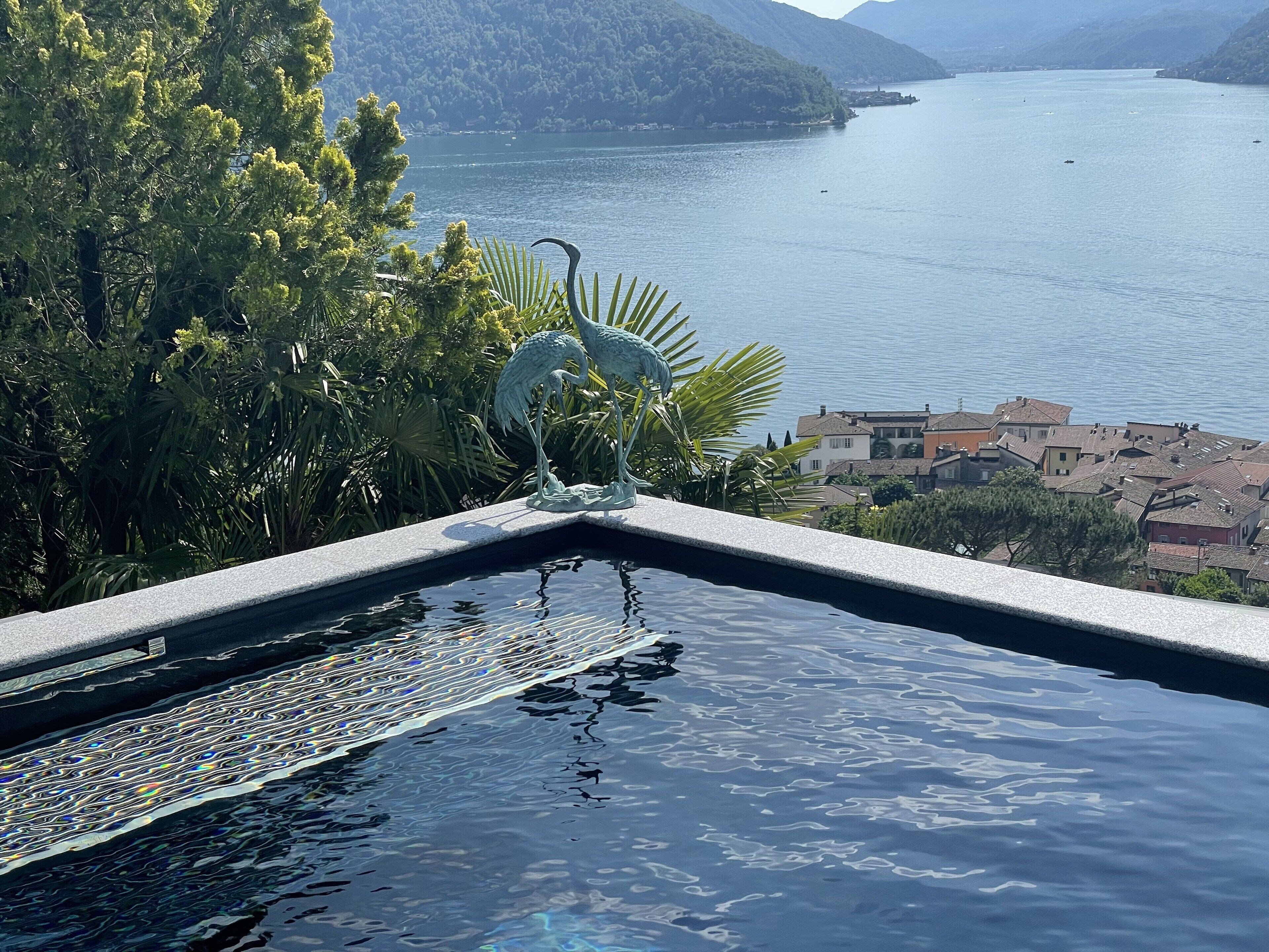 Panoramapool mit Schwalldusche und 
Whirlpool-Sitzbank