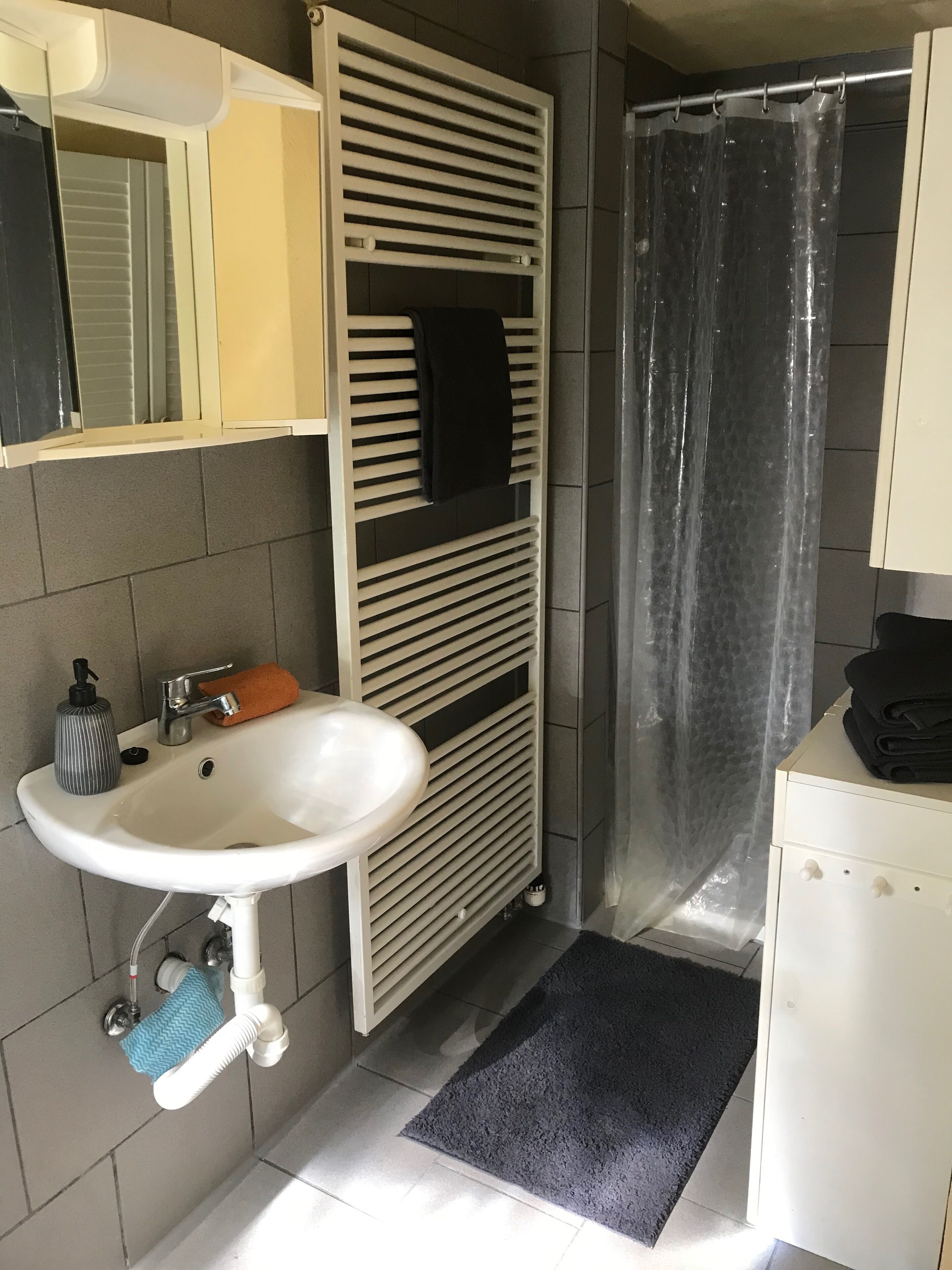 Dusche, Handtücher, Seife, Toilettenpapier