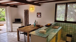 Dining - direct beach area, large terrace, summer kitchen, high equipment, pizza oven (Zonza)