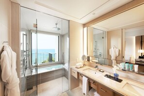 Premier Ocean Front Triple | Bathroom | Separate tub and shower, rainfall showerhead, free toiletries - Halekulani Okinawa (Onna)
