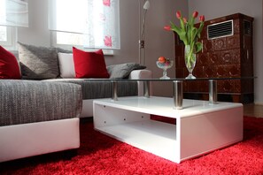 TV, lettore DVD, libri, impianto stereo