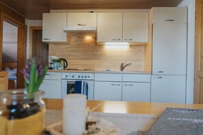 Fridge, oven, electric kettle, highchair