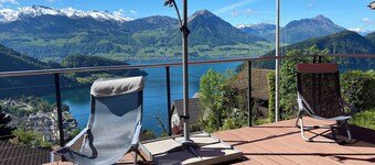 Magnificent mountain & lake views on the Rigi. At the famous mountain railroad