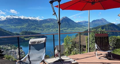 Magnificent mountain & lake views on the Rigi. At the famous mountain railroad