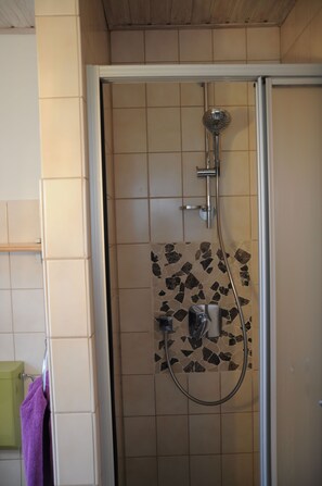 Dusche, Haartrockner, Handtücher